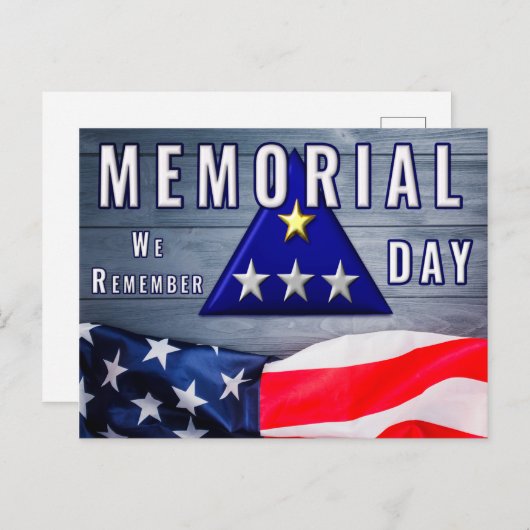 メモリアルデイ 折り畳まれた旗 “私たちは記憶する” ポストカード (正面/裏面)