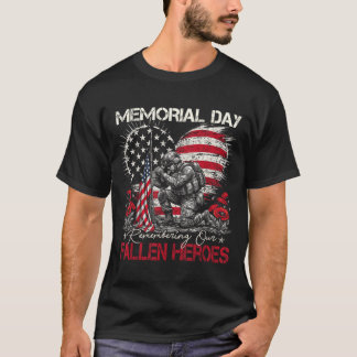 メモリアルデイ 殉死した英雄たちを偲ぶ フラッグ Tシャツ