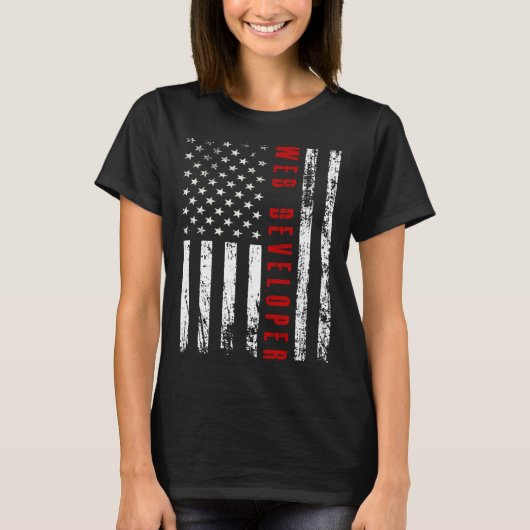 メモリアルデーくもの巣デベロッパーusa国旗 tシャツ (正面)