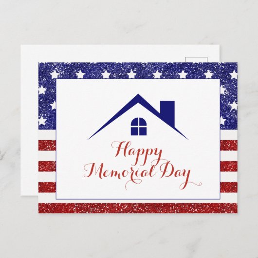 メモリアルデーのアメリカ国旗不動産 ポストカード (正面/裏面)