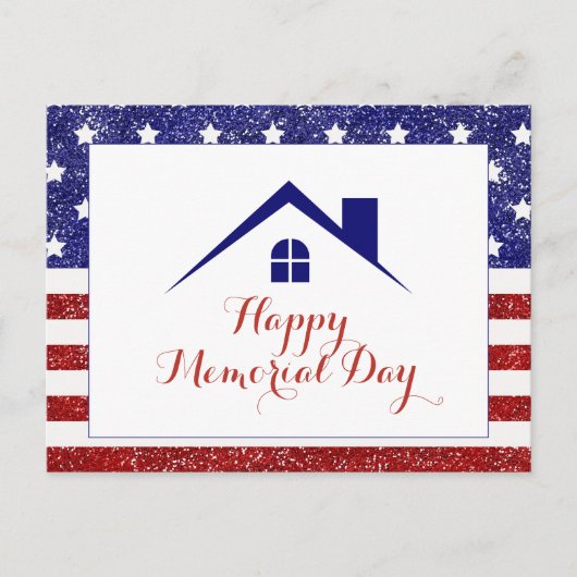 メモリアルデーのアメリカ国旗不動産 ポストカード (正面)