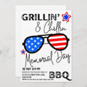 メモリアルデーのサングラス バックヤードBBQ 招待状 (正面/裏面)