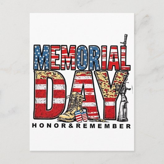 メモリアルデーの名誉と米国のフラグを記憶 シーズンポストカード (正面)