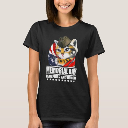 メモリアルデーの思い出と名誉キャッツ退役軍人アメリ Tシャツ (正面)