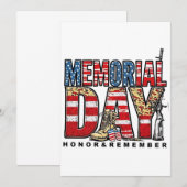 メモリアルデーの栄誉と記憶 アメリカ国旗 招待状 (正面/裏面)