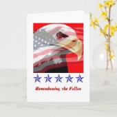 メモリアルデーの白頭鷲の米国旗カード カード (黄色い花)