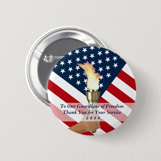 メモリアルデーまたは退役軍人デイ軍隊ありがとう 缶バッジ (正面&裏面)