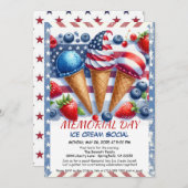 メモリアルデーアイスクリームソーシャル招待状 – スイーツ 招待状 (正面/裏面)