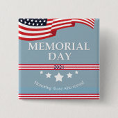 メモリアルデーアメリカ国旗タイポグラフィ愛国心 缶バッジ (正面)