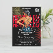 メモリアルデーイベント愛国的パーティークラブスタイル 招待状 (スタンド正面)