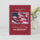 メモリアルデーイベント招待状、赤のフラグ、白、 招待状 (スタンド正面)