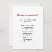 メモリアルデーイベント招待状、赤のフラグ、白、 招待状 (裏面)