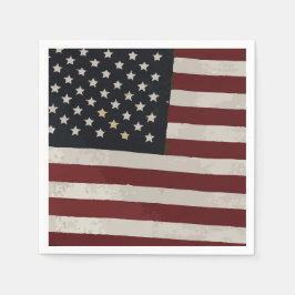 メモリアルデーウォーターカラーアメリカン国旗のデザート スタンダードカクテルナプキン