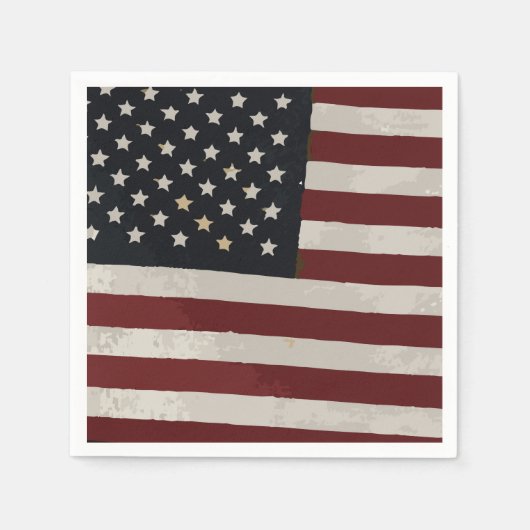メモリアルデーウォーターカラーアメリカン国旗のデザート スタンダードカクテルナプキン (正面)