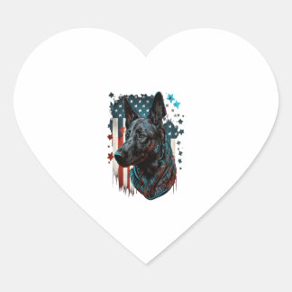 メモリアルデーオランダシェパード米国国旗USA 4日 ハートシール