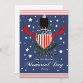 メモリアルデーカードパーティの招待状-ワシおよび禁止 招待状 (正面/裏面)