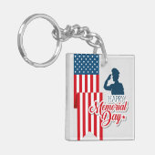 メモリアルデーキーチェーン – 愛国国旗と兵士 キーホルダー (正面左)