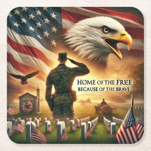 メモリアルデーコースター スクエアペーパーコースター (正面)