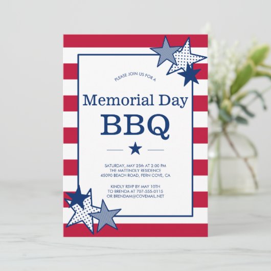 メモリアルデースはっきりしたターズ·アンド·ストライプ愛国BBQ 招待状 (スタンド正面)