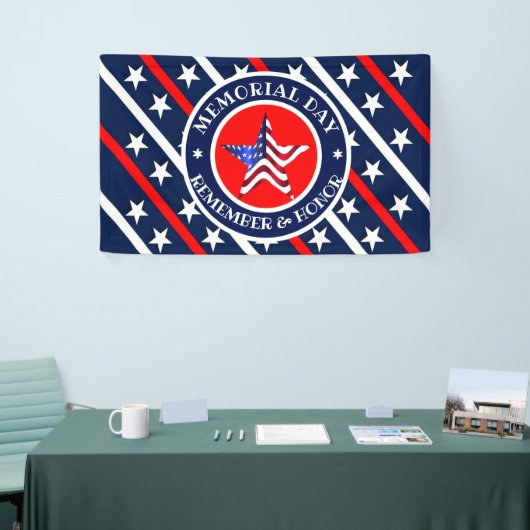 メモリアルデースターズアンドストライプスアメリカ国旗  横断幕 (トレードショー)