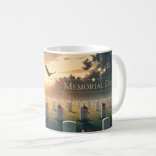 メモリアルデートリビュートアートワーク – アメリカ人を讃える コーヒーマグカップ (正面右)