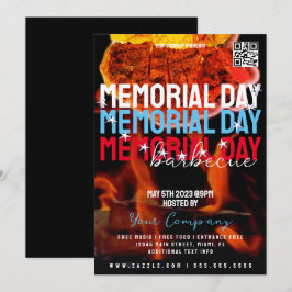 メモリアルデーバーベキューイベント会社パーティーフライヤー 招待状