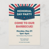 メモリアルデーバーベキュー |はがき招待状 インビテーションポストカード (正面)