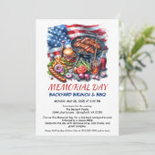 メモリアルデーバーベキュー | 愛国的な裏庭クックアウト 招待状 (スタンド正面)