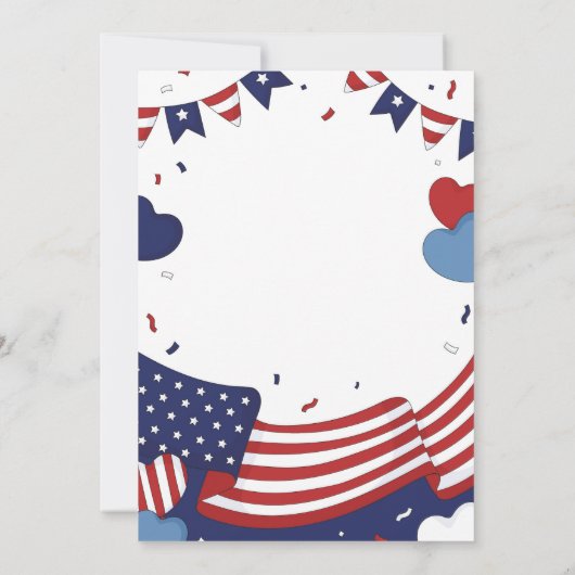 メモリアルデーパーティーアメリカ赤白青星 招待状 (裏面)
