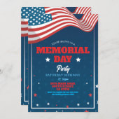 メモリアルデーパーティーアメリカ風船旗 招待状 (正面/裏面)