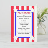 メモリアルデーパーティースターとストライプ招待状 招待状 (スタンド正面)