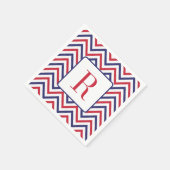 メモリアルデーパーティーモノグラムレッドホワイトとブルー スタンダードカクテルナプキン (角)