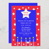 メモリアルデーパーティー花火と星招待状 招待状 (正面/裏面)