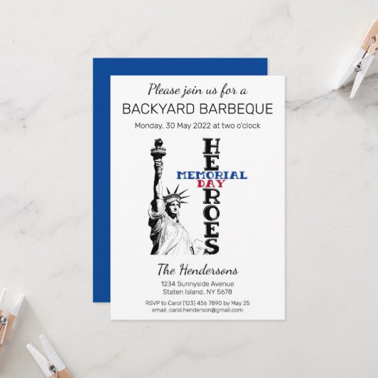 メモリアルデーヒーローズ招待状 招待状 (正面/裏面インサイチュ)