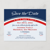 メモリアルデーファミリ懇親会、パーティー、日付の保存 案内ポストカード (正面)
