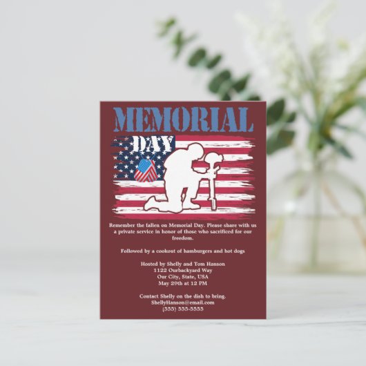 メモリアルデーフラッグ落ちたクックアウトの記憶 ポストカード (スタンド正面)