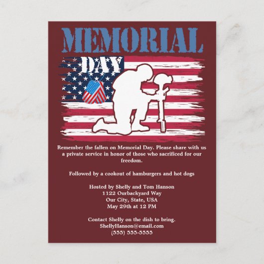 メモリアルデーフラッグ落ちたクックアウトの記憶 ポストカード (正面)