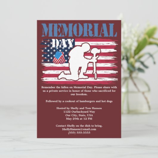 メモリアルデーフラッグ落ちたクックアウトの記憶 招待状 (スタンド正面)