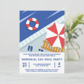 メモリアルデープールパーティーレッドホワイト&ブルー 招待状 (スタンド正面)