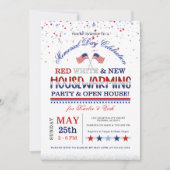 メモリアルデーレッドホワイトニュー引っ越し祝いパーティーパーティー 招待状 (正面)