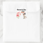 メモリアルデーレッドポピー&ヴィンテージアメリカ国旗 スクエアシール (バッグ)