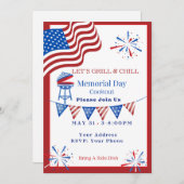 メモリアルデーレッド、ホワイト&ブルーのクックアウト招待状 招待状 (正面/裏面)