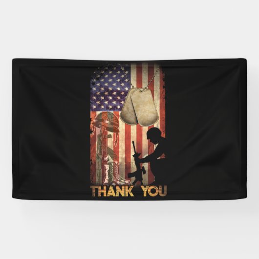 メモリアルデー国旗軍隊ブーツドッグ7月4日 横断幕 (横)