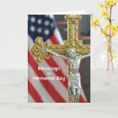 メモリアルデー恵みとフラグ カード (黄色い花)