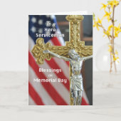 メモリアルデー恵みのクロスサービスマン カード (黄色い花)