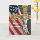 メモリアルデー恵みCrossを使用して私たち全員 カード (黄色い花)