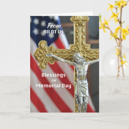 メモリアルデー恵みCrossを使用して私たち全員 カード (黄色い花)