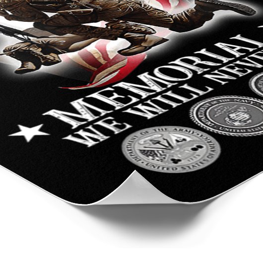 メモリアルデー我々は決して忘れ退役軍人好き ポスター (角)