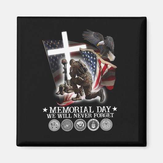 メモリアルデー我々は決して忘れ退役軍人好き マグネット (正面)