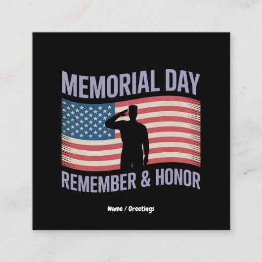 メモリアルデー覚えて&名誉愛国米国国旗 スクエア名刺 (正面)